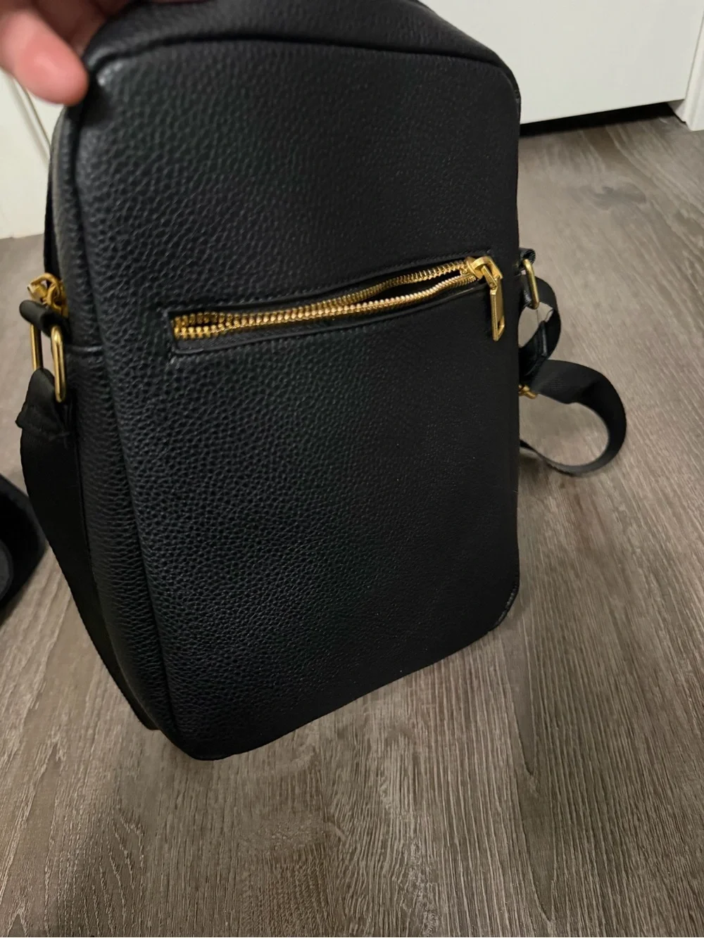 LEGEND Black Pebbled Crossbody Bag for Men